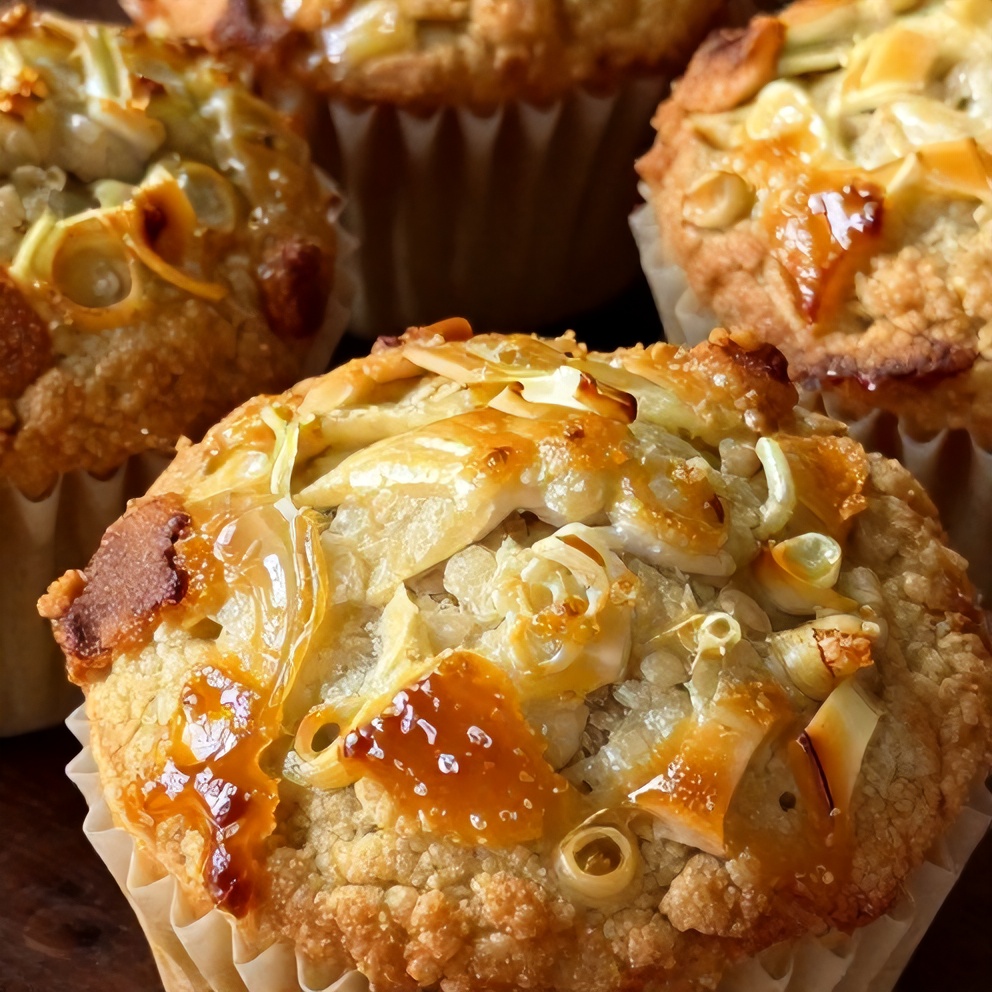 upside down rhubarb muffins
