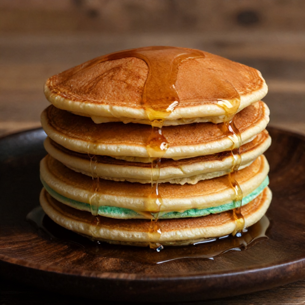 Stack of Vegan Rainbow Pancakes with syrup